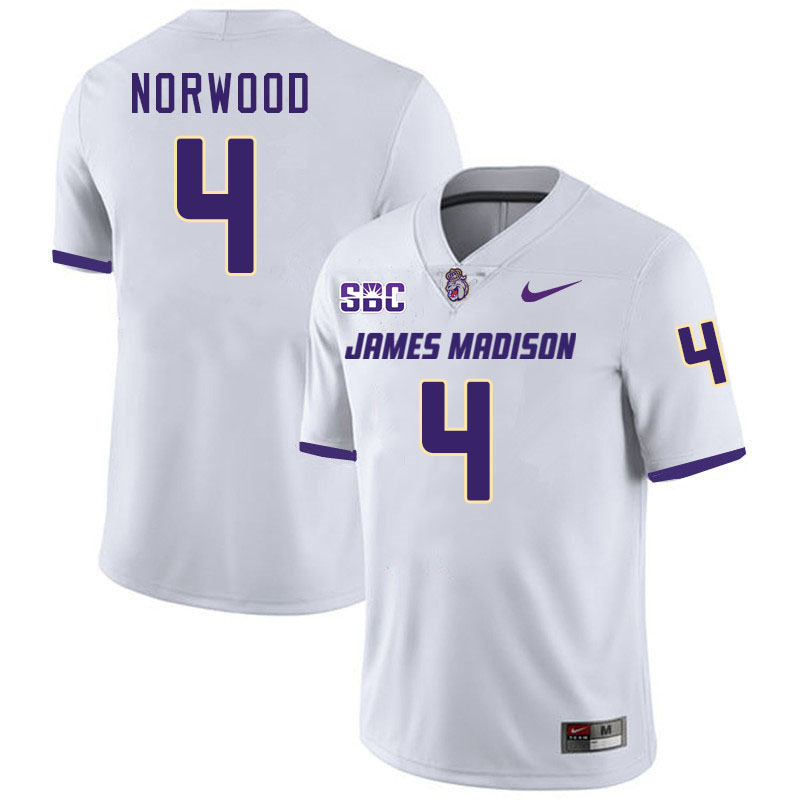 #4 Scott Norwood JMU Jersey,James Madison Dukes Football Jerseys Stitched-White